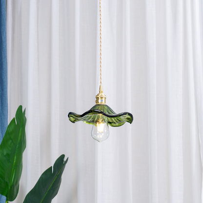 Elegant Hibiscus Glass Pendant Light – Timeless Brass and Glass Design