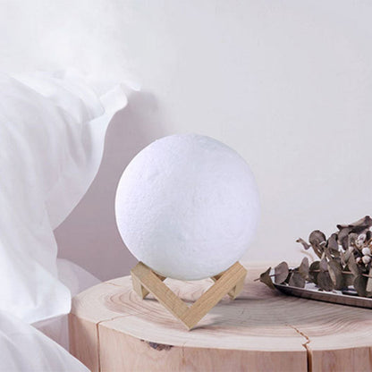 Nordic Creative Moon Humidifier Table Lamp LED White with Wood Base