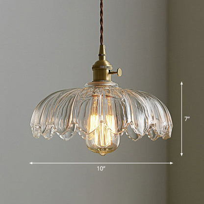Vintage Glazed Floral Hanging Lamp - Elegant Glass Pendant