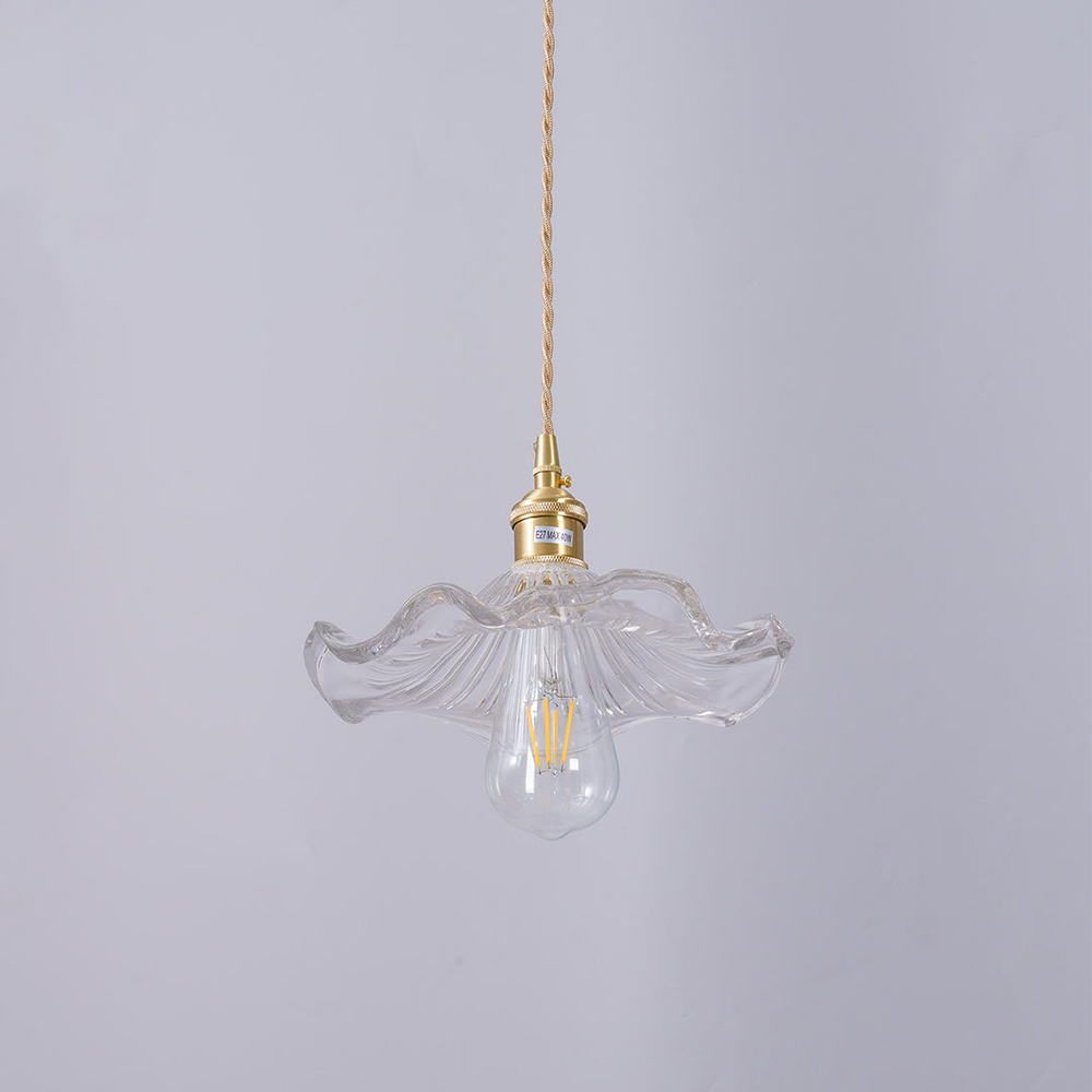 Elegant Hibiscus Glass Pendant Light – Timeless Brass and Glass Design