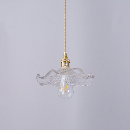 Elegant Hibiscus Glass Pendant Light – Timeless Brass and Glass Design