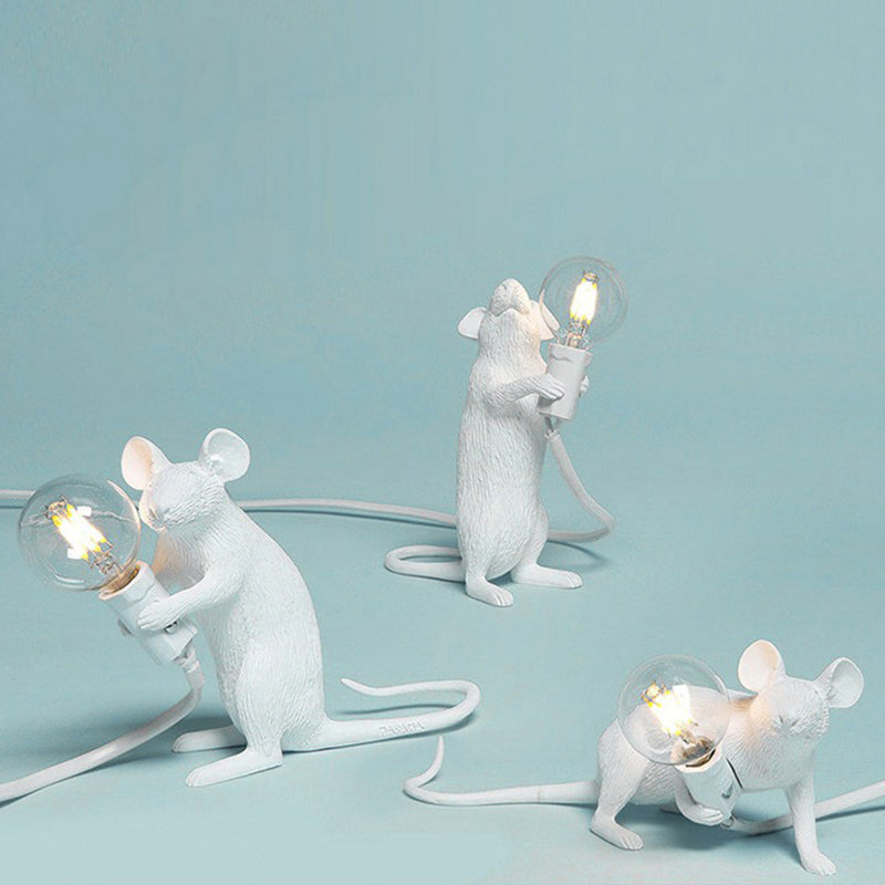 Decorative Bare Bulb Table Lamp Resin 1-Light Nightstand Lamp