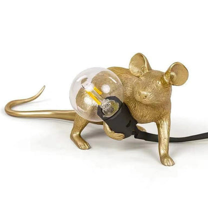 Decorative Bare Bulb Table Lamp Resin 1-Light Nightstand Lamp with Mouse Base