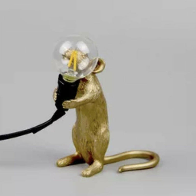 Decorative Bare Bulb Table Lamp Resin 1-Light Nightstand Lamp with Mouse Base