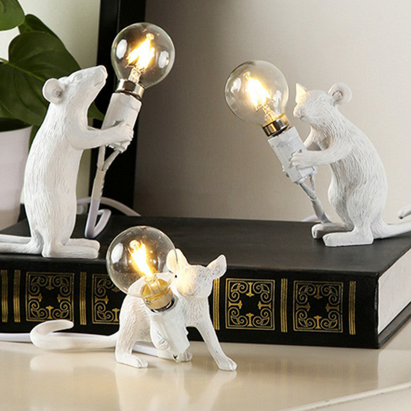 Mice Shaped Mini Desk Lamp Resin 1 Head Kids Night Light