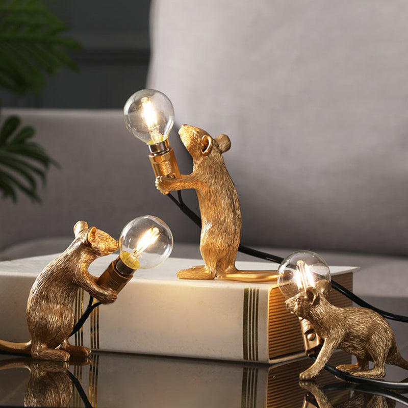 Kinderstil Mouse-Shaped Resin Table Lamp 1-Light Nightlight Decor