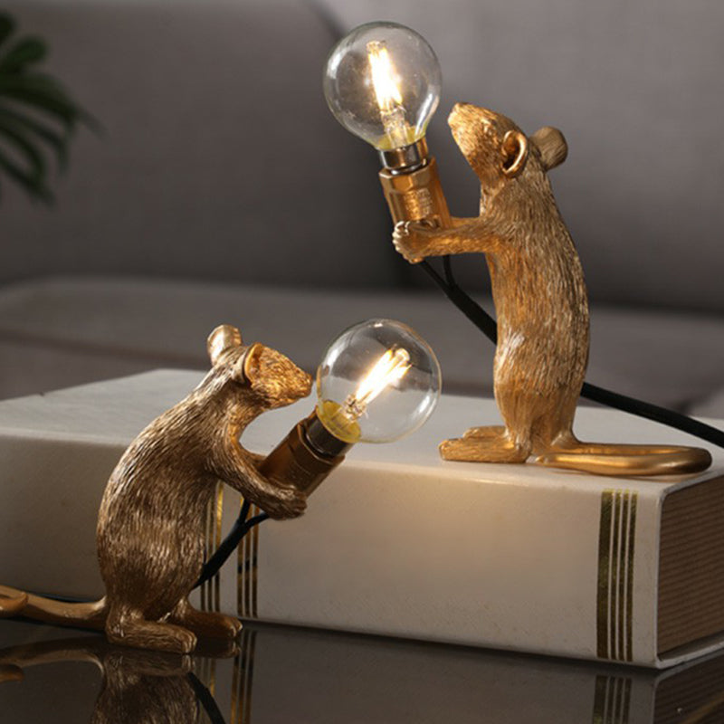 Kinderstil Mouse-Shaped Resin Table Lamp 1-Light Nightlight Decor
