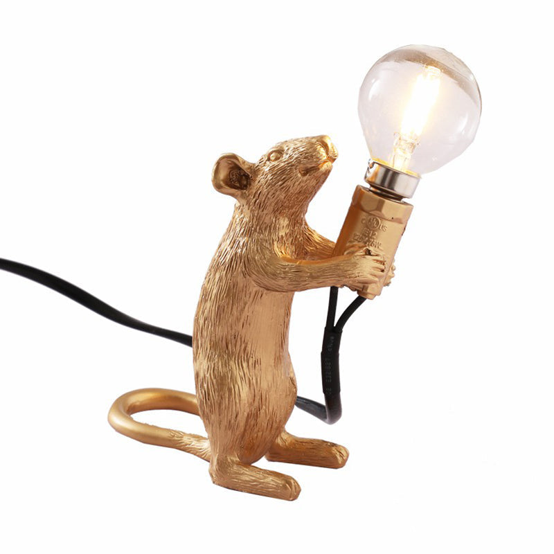 Kinderstil Mouse-Shaped Resin Table Lamp 1-Light Nightlight Decor