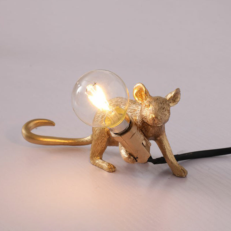 Kinderstil Mouse-Shaped Resin Table Lamp 1-Light Nightlight Decor
