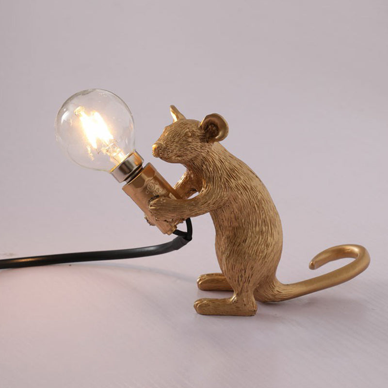 Kinderstil Mouse-Shaped Resin Table Lamp 1-Light Nightlight Decor