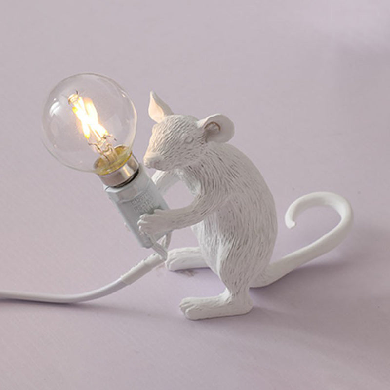 Kinderstil Mouse-Shaped Resin Table Lamp 1-Light Nightlight Decor