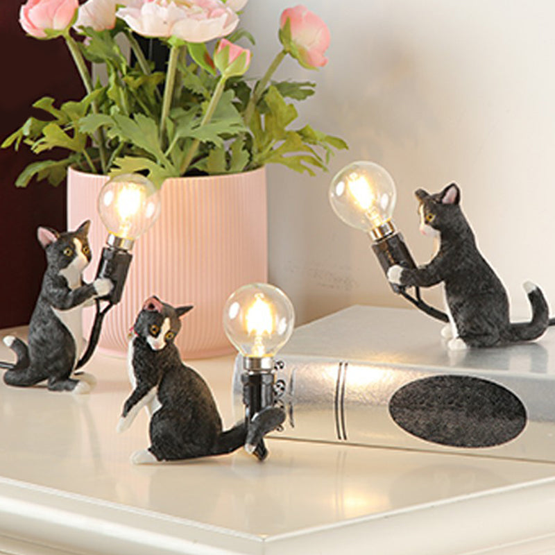 Kitten Table Lamp Decorative Resin 1 Bulb Kids Room Lamp