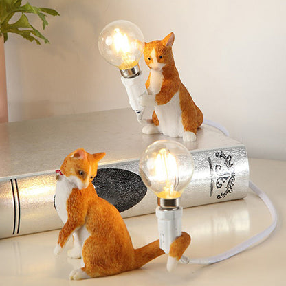 Kitten Table Lamp Decorative Resin 1 Bulb Kids Room Lamp