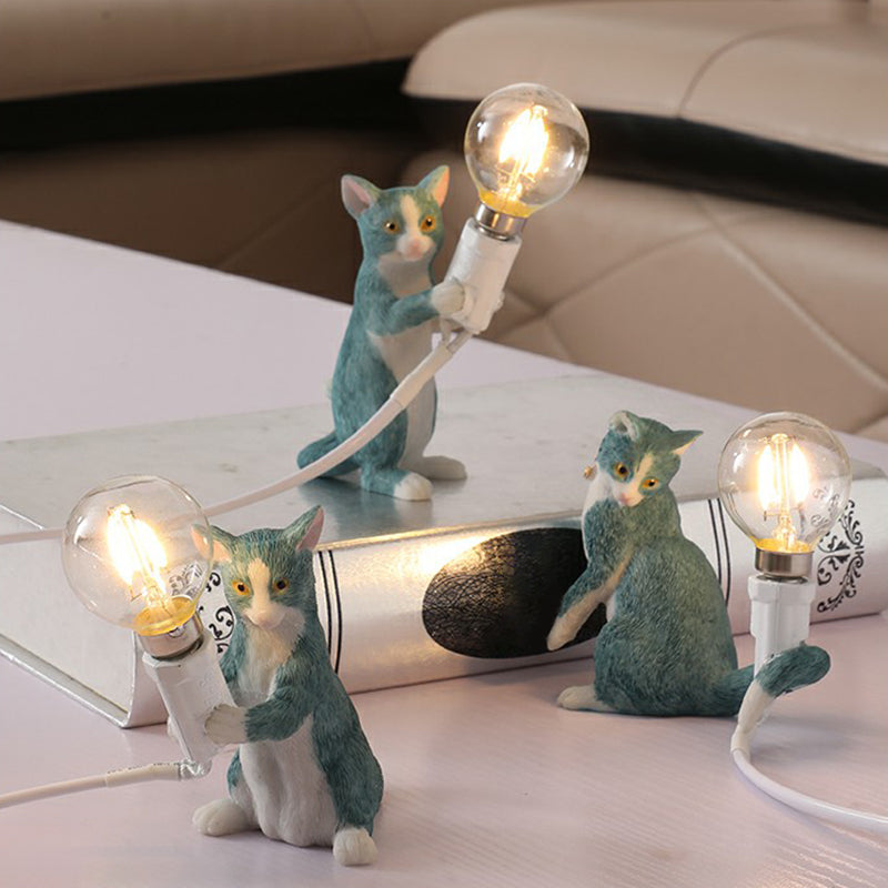 Kitten Table Lamp Decorative Resin 1 Bulb Kids Room Lamp