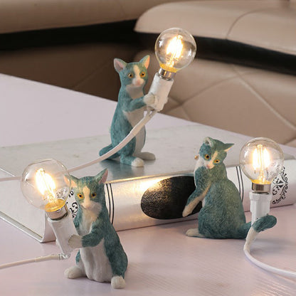 Kitten Table Lamp Decorative Resin 1 Bulb Kids Room Lamp