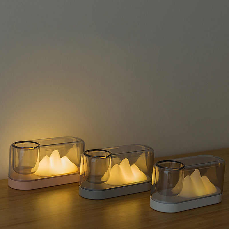 Plastik Mountain-Shaped Rechargeable LED Table Lamp with Storage Cup