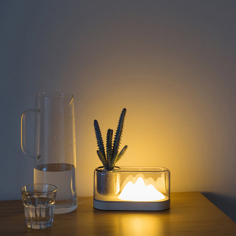 Plastik Mountain-Shaped Rechargeable LED Table Lamp with Storage Cup