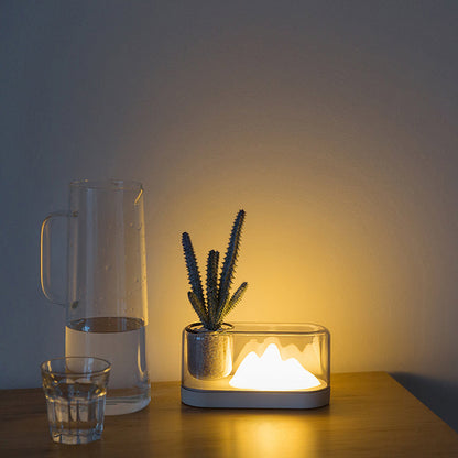Plastik Mountain-Shaped Rechargeable LED Table Lamp with Storage Cup