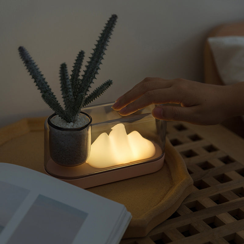 Plastik Mountain-Shaped Rechargeable LED Table Lamp with Storage Cup