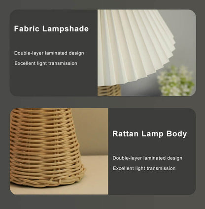 1-Light Table Lamp with Conical Folded Fabric Base