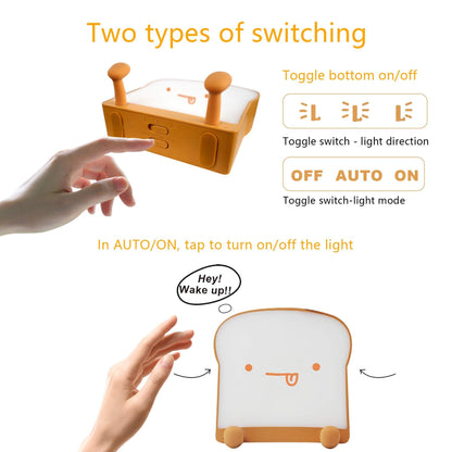 Cute Toast Bread Night Light USB Table Lamp with Timer
