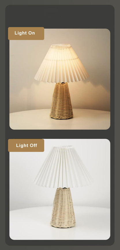 1-Light Table Lamp with Conical Folded Fabric Base