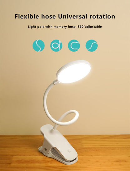Rechargeable LED Clip Desk Lamp Eye Protection Night Light
