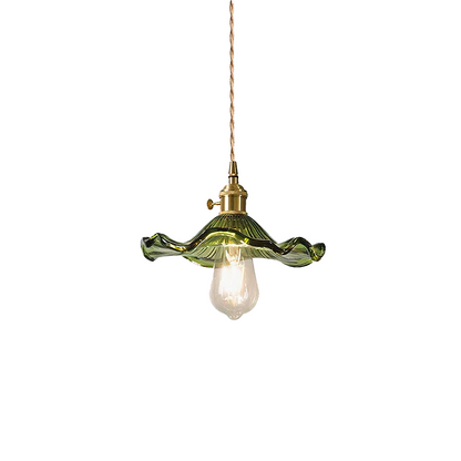 Elegant Hibiscus Glass Pendant Light – Timeless Brass and Glass Design