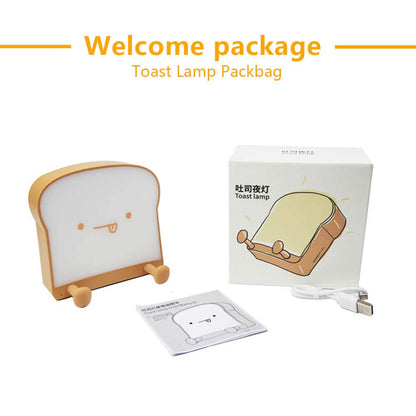 Cute Toast Bread Night Light USB Table Lamp with Timer