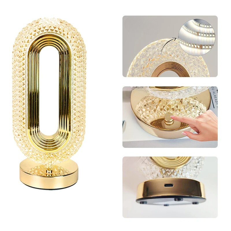 Crystal Clear Acrylic Table Lamp with Touch Dimmer