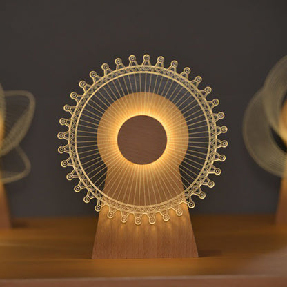 Modern Art Deco Wood Acrylic Observation Wheel USB Rechargeable LED Music Box Table Lamp for Bedroom