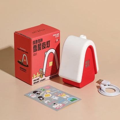 Modern Cartoon Snow House Silicone USB Rechargeable LED Table Lamp
