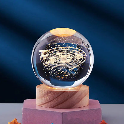 3D Crystal Night Lamp with LED Lighting - Adjustable Brightness