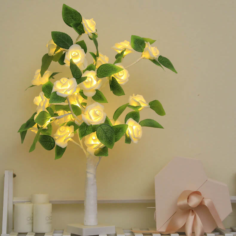 Decorative LED Rose Table Lamp - Battery Operated Light