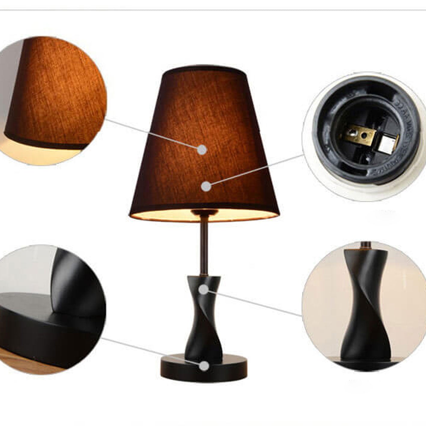 Moderne Minimalistische Solid Wood Fabric 1-Light Table Lamp