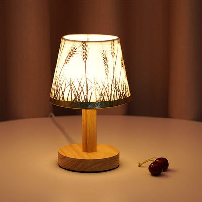 Leinen Drum Shade LED Table Lamp - 1 Light, Modern Design