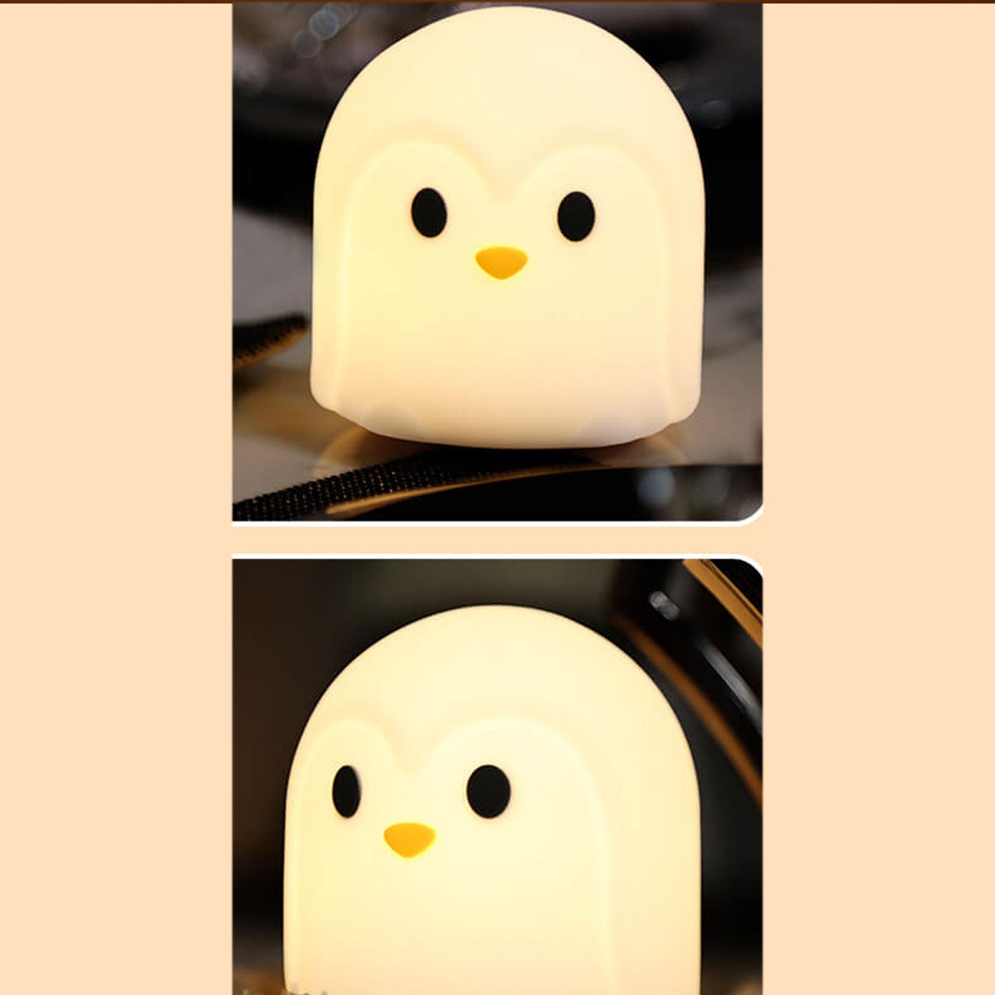 Kreative Bunte Penguin Silicone LED Desk Lamp - USB Rechargeable