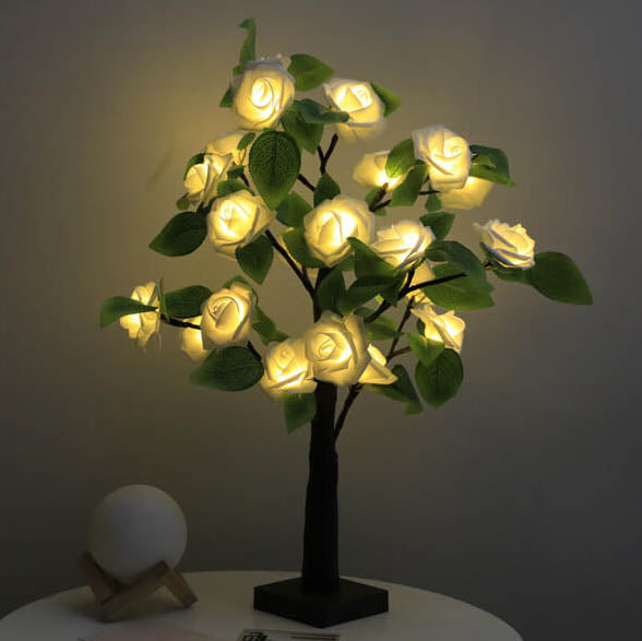 Decorative LED Rose Table Lamp - Battery Operated Light