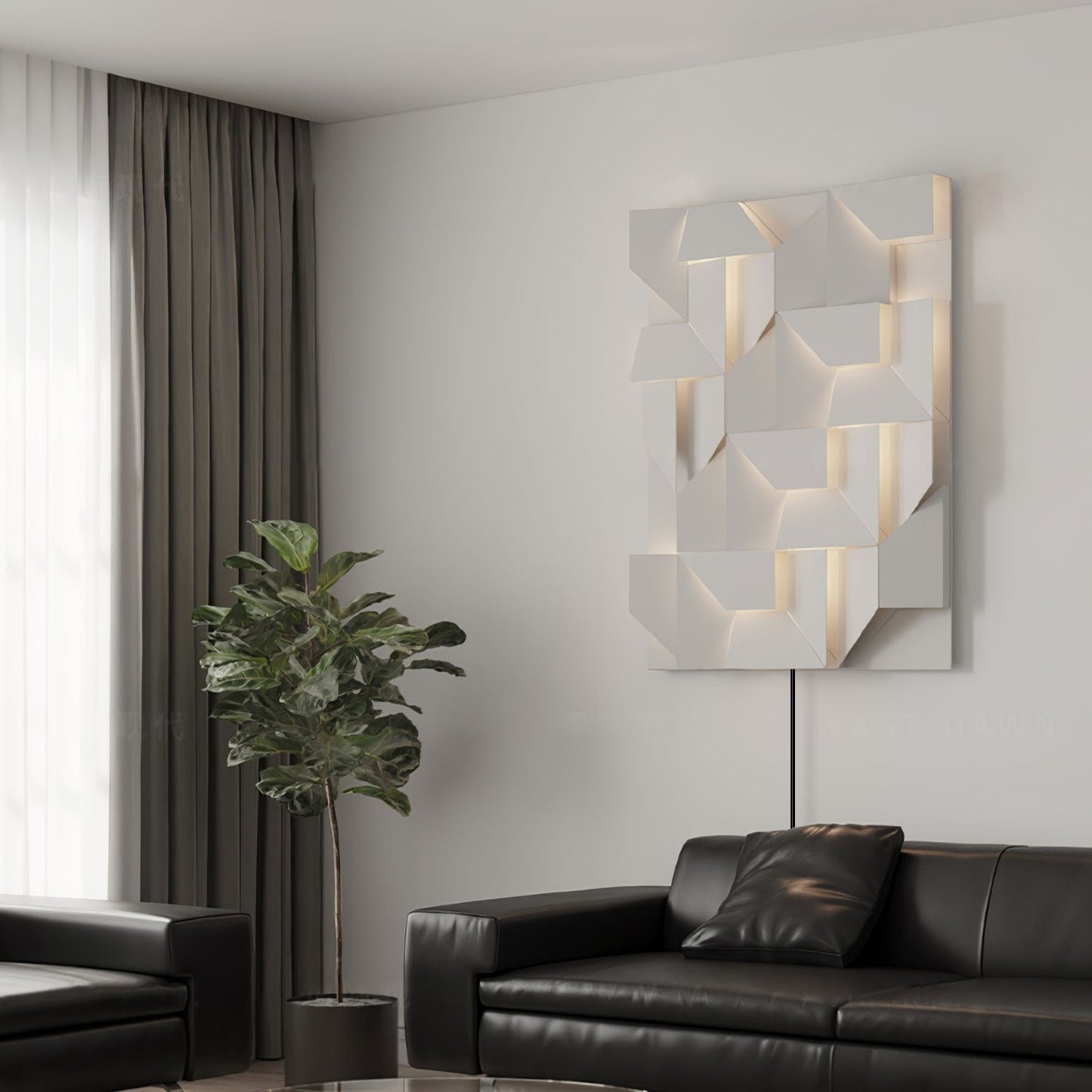 Shadows Grand Plug-in Sconce LED Wall Light - White Metal