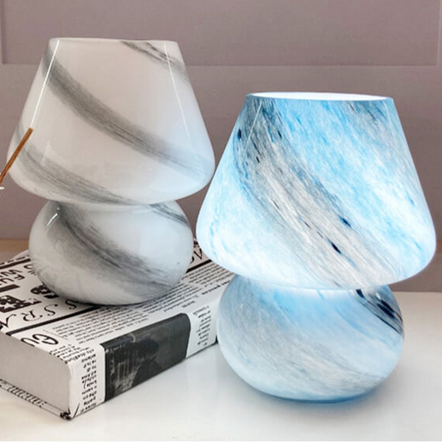 Kreative Handcrafted Glass Planet Design Mushroom Table Lamp