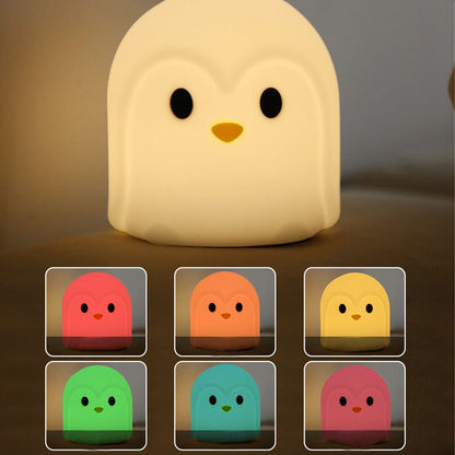 Kreative Bunte Penguin Silicone LED Desk Lamp - USB Rechargeable