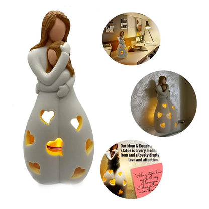 Figurative Candle Holder - Embrace - Mother Daughter - Flickering Light