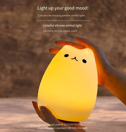 Kids Night Light – Dreamy Cat LED Lamp, Rechargeable Silikon