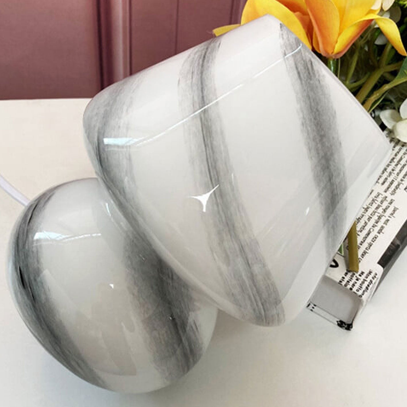 Kreative Handcrafted Glass Planet Design Mushroom Table Lamp