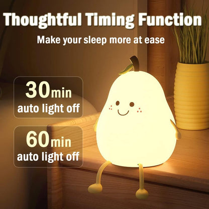 PearGlow Night Lamp with USB Charger and Warm White Light