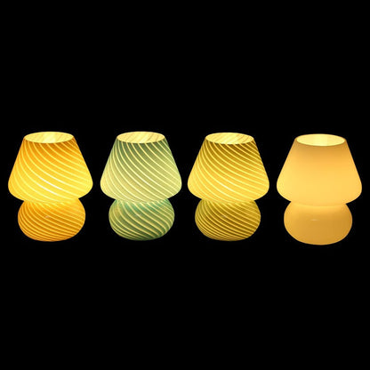 Murano Glass Mushroom Lamp Vintage Style Table Light E12 LED Nightstand Decor