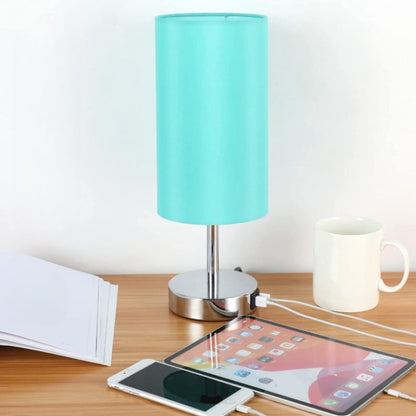 Decorative USB Table Lamp - Touch-Control Dimmable Desk Lamp with Wood Base and Linen Shade for Bedroom, Living Room, Home Office