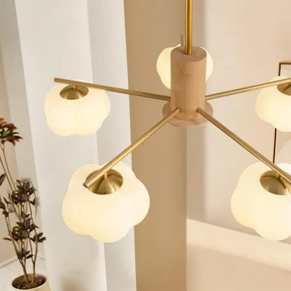 Creative Wooden Cotton Balls Chandelier for Living Room