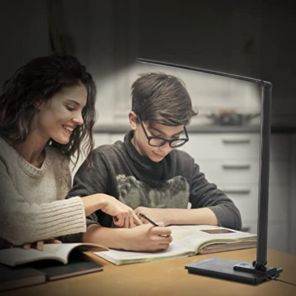 LED Desk Lamp with 10W Wireless Charger and USB Port, Study Lamp with 5 Brightness Modes, Fully Dimmable, Touch Control for Office Use