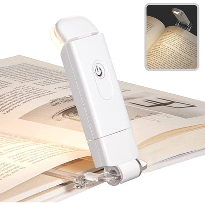 Rechargeable Book Light for Reading in Bed, Warm White, Adjustable Brightness for Eye Protection, LED Clip-On Reading Light for Kids, Portable Bookmark Lamp